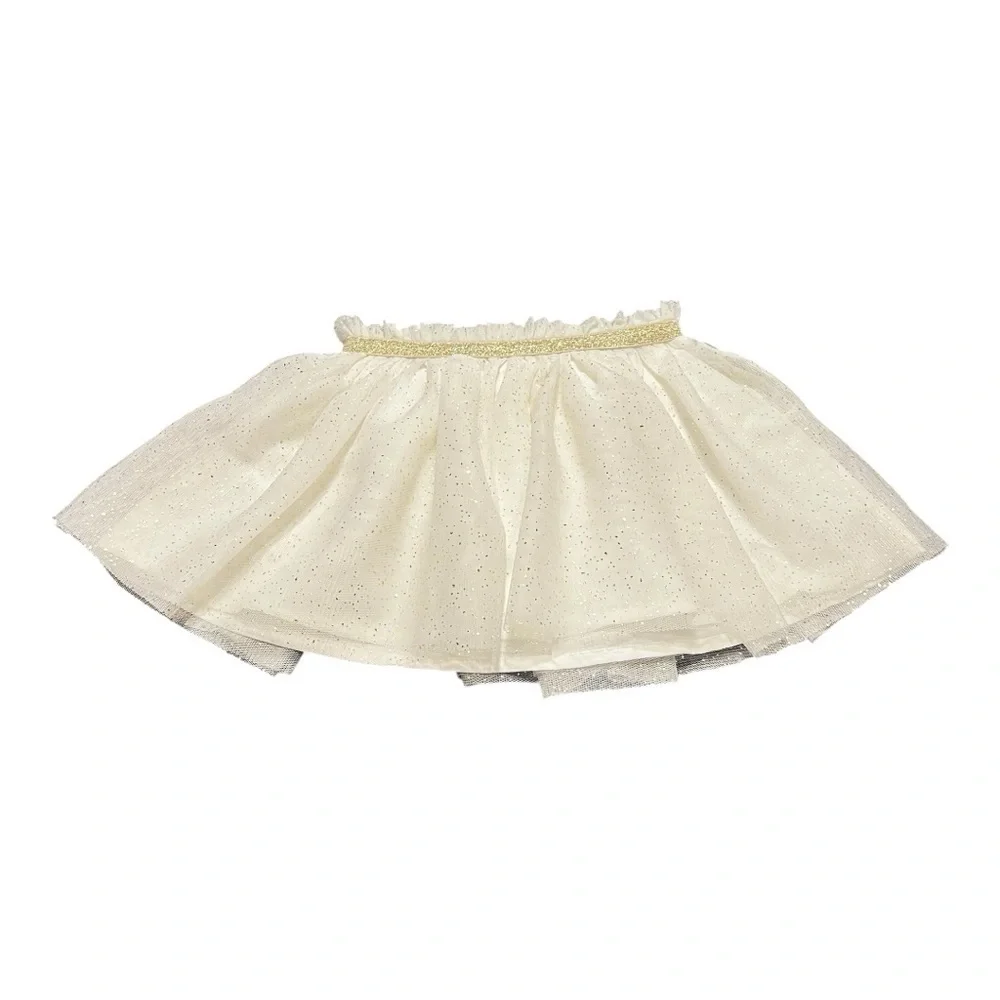 ❤️3/$15 NWT Cat & Jack Toddler Girl’s Tulle Skirt- Cream with Gold 18M
